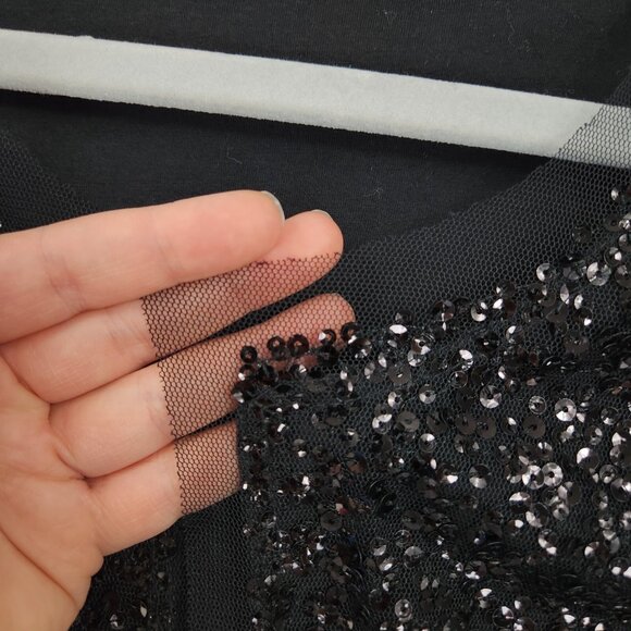 J Crew Sweater Womens Small Black Sequin Open Front 3/4 Sleeve Formal Cardigan - Picture 3 of 13